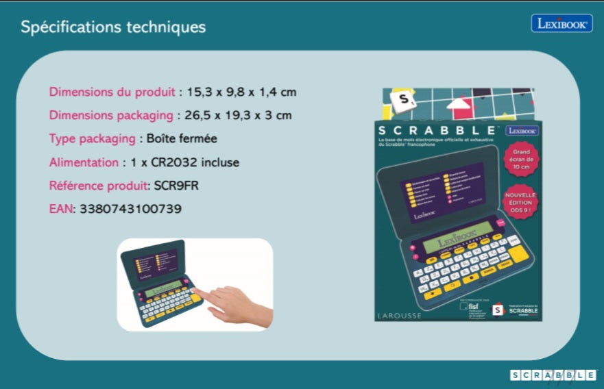 Dictionnaire électronique Lexibook Scrabble Nouvelle édition ODS9 - Autre  jeux éducatifs et électroniques - Achat & prix