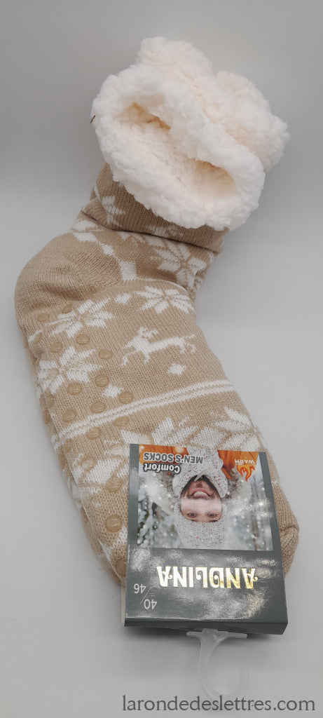 Chaussettes Anti-Dérapantes Adultes Bis 40/46 Beige Habits