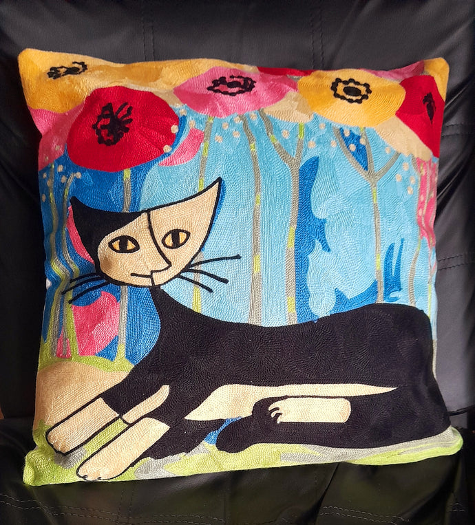 Housse de coussin brodée - 1 Chat n°2