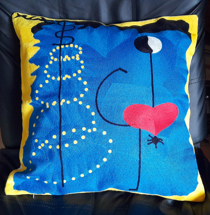 Housse de coussin brodée - Coeur