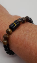 Charger l&#39;image dans la galerie, Bracelet lettre initiale onyx &amp; oeil de tigre
