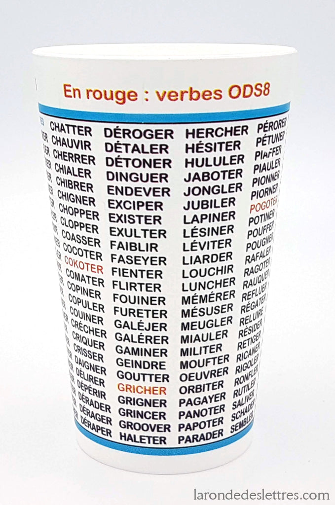 Verre Plastique Scrabble Verbes intransitifs - La Ronde des Lettres