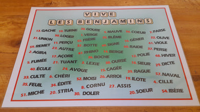 Set de table Vive les Benjamins