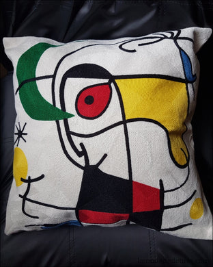 Housse De Coussin Brodée - Visage Miró Housse