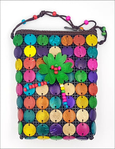 Sac à main boutons colorés fleurs en bois - La Ronde des Lettres