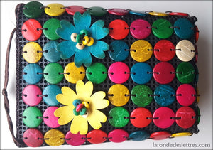 Sac à main boutons colorés fleurs en bois - La Ronde des Lettres